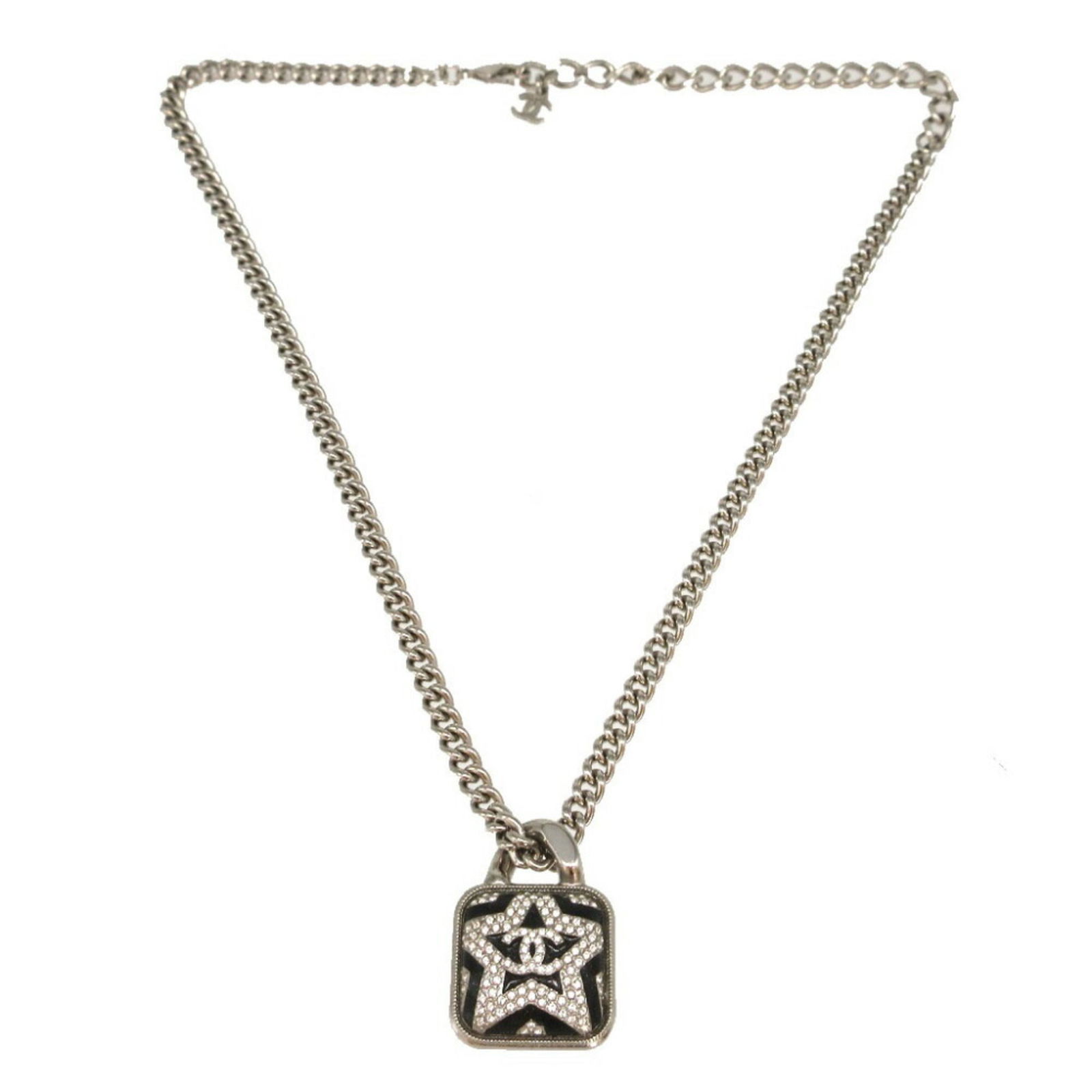 1449CHANEL Chanel A23K Coco Mark Metal Stone Star Pendant Necklace (1 of 5)