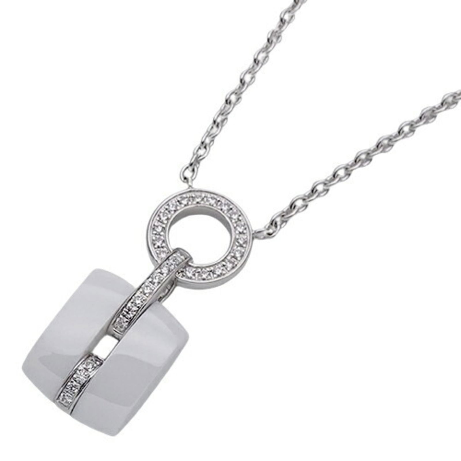 Polished CHANEL Necklace for Women 750WG White Ceramic Diamond Ultra Gold (1 of 11)