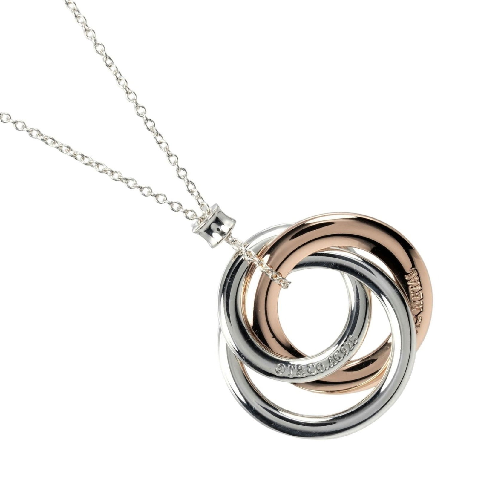 Approx. 5.11g - Tiffany & Co. 1837 Interlocking Circle Necklace - 925 Silver - Rubedo Metal (1 of 7)