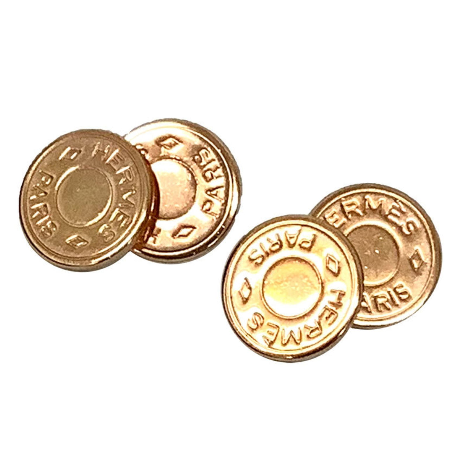Brass Hermes Cufflinks: Brass Hermes Cufflinks This listing features Brass Hermes Cufflinks. Item specifics are provided below. Item Specifics: Brand: Hermes Type: Cufflinks Gender: Men Material: Brass Diameter: 15mm /