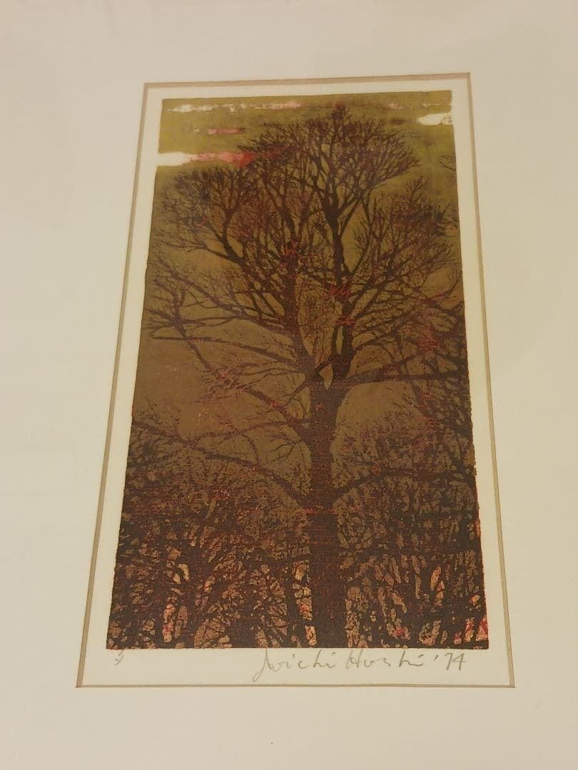 art Joichi Hoshi Evening Woodblock 1974 Hand Signed Framed Japanese Vintage (1 of 6)