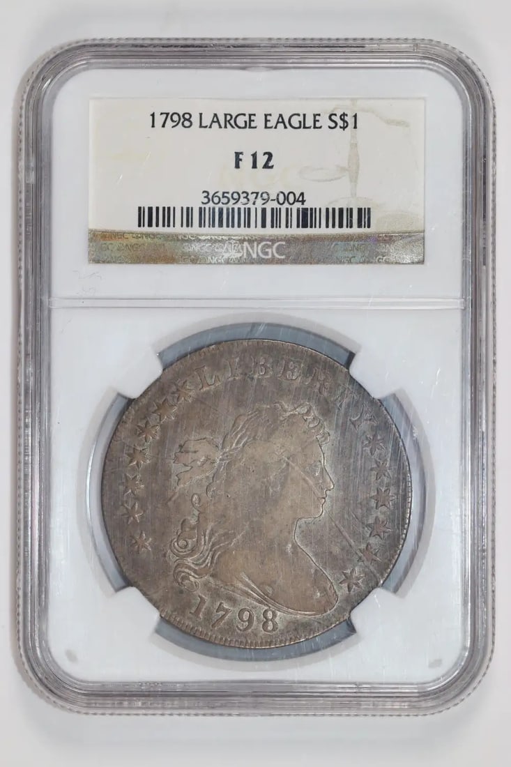 F12 1798 LARGE EAGLE DRAPED BUST DOLLAR NGC: F12 1798 LARGE EAGLE DRAPED BUST DOLLAR NGC This listing features F12 1798 LARGE EAGLE DRAPED BUST DOLLAR NGC. Item specifics are provided below. Item Specifics: Country Of Origin: USA