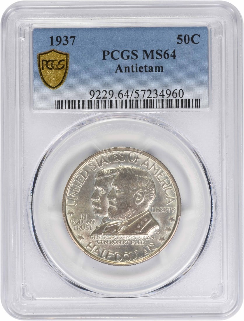 PCGS Antietam Commemorative Silver Half Dollar 1937 MS64: PCGS Antietam Commemorative Silver Half Dollar 1937 MS64 This listing features PCGS Antietam Commemorative Silver Half Dollar 1937 MS64. Item specifics are provided below. Item Specifics: Certificatio
