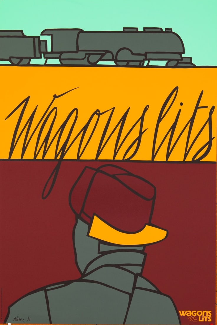 Mint Valerio Adami Wagons Lits Suisse 1990 Serigraph Poster 24X36 (1 of 3)