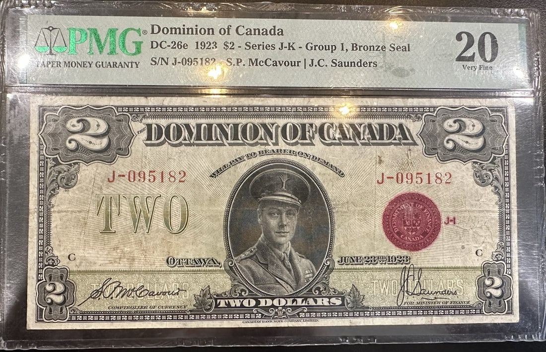 VF20 1923 $2 DOMINION OF CANADA BRONZE SEAL DC-26E PMG: VF20 1923 $2 DOMINION OF CANADA BRONZE SEAL DC-26E PMG This listing features VF20 1923 $2 DOMINION OF CANADA BRONZE SEAL DC-26E PMG. Item specifics are provided below. Item Specifics: Country Of Origi