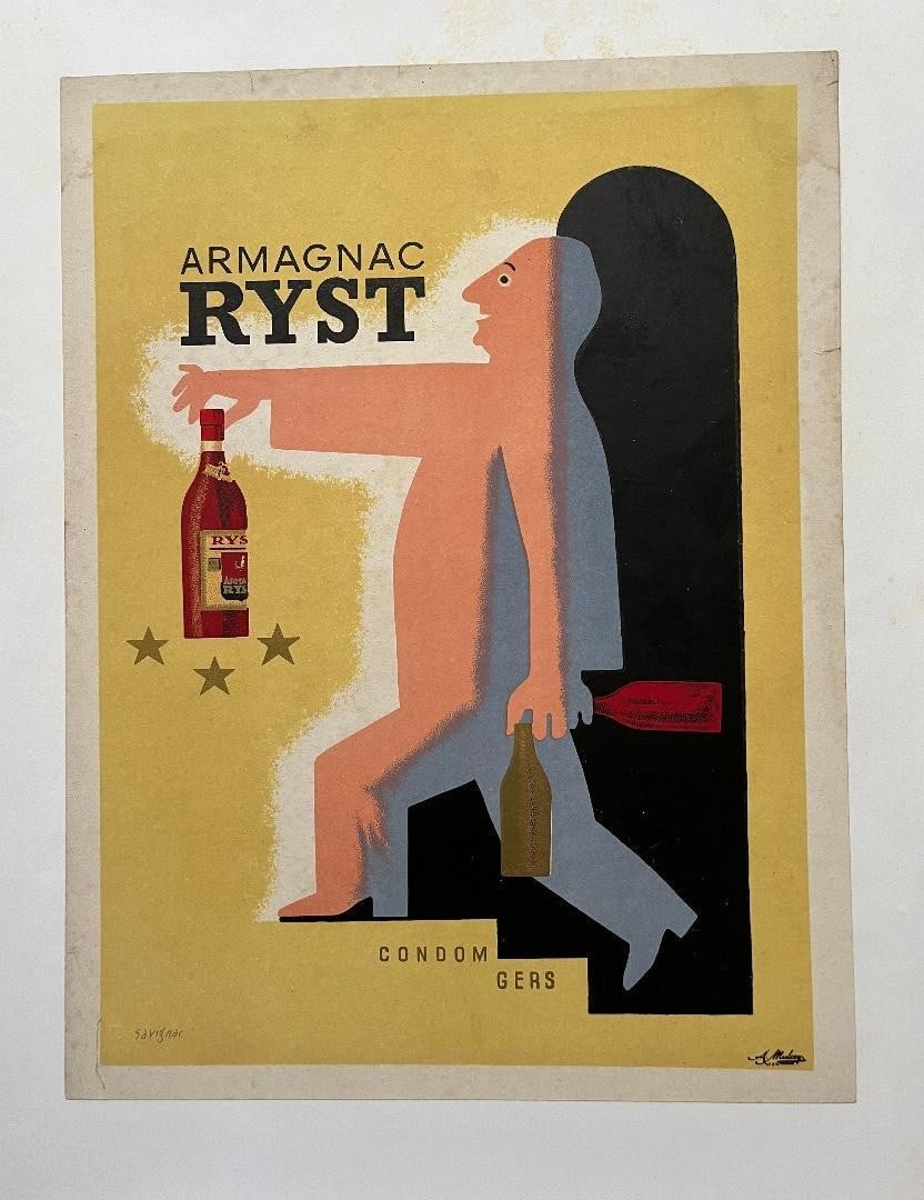 France Rare Vintage 1943 Lithograph by Raymond Savignac Armagnac Ryst Poster: France Rare Vintage 1943 Lithograph by Raymond Savignac Armagnac Ryst Poster This listing features France Rare Vintage 1943 Lithograph by Raymond Savignac Armagnac Ryst Poster. Item specifics are prov