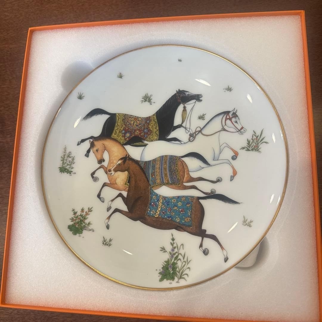 France Hermes Cheval d'Orient Plate Pair Limoges Porcelain Dessert Plates (1 of 4)