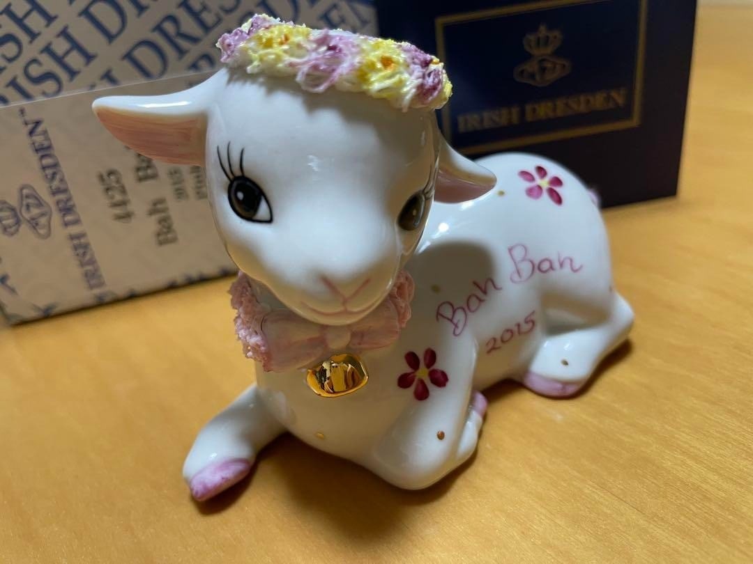 Rare Irish Dresden 2015 Zodiac Sheep Ornament Japan-exclusive lace porcelain (1 of 7)