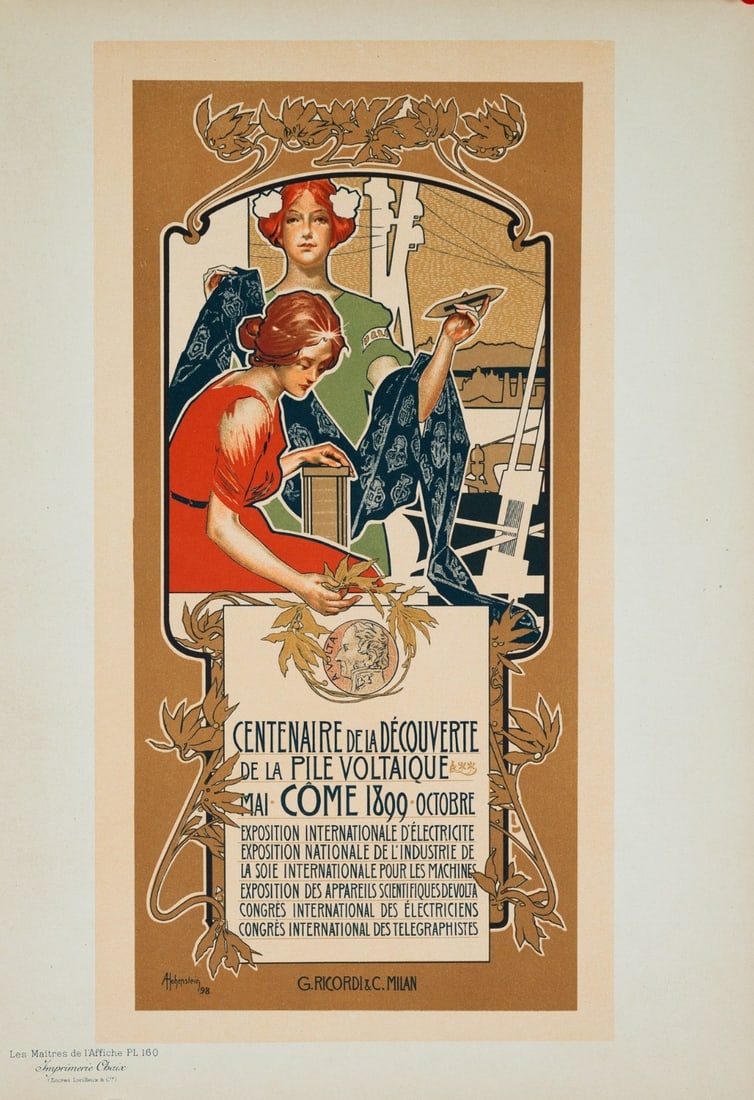 Lithograph Centenaire De La Decouverte By Adolfo Hohenstein 1898 Stone (1 of 3)