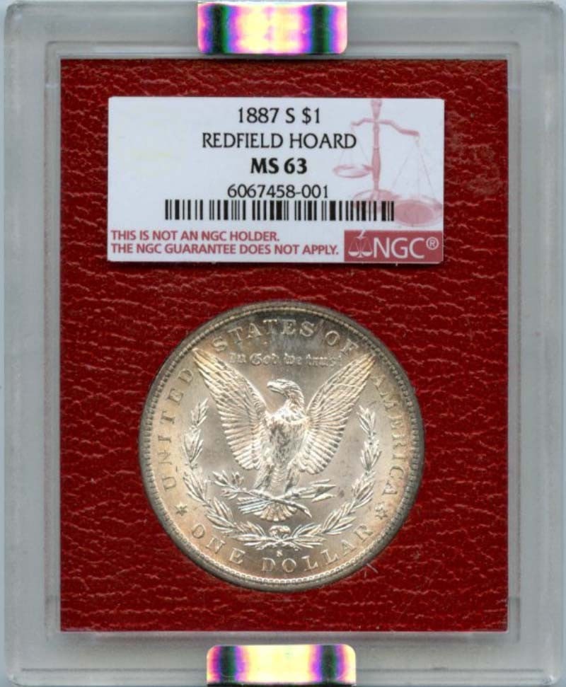 MS63 1887 S $1 Morgan Silver Dollar Redfield Hoard NGC: MS63 1887 S $1 Morgan Silver Dollar Redfield Hoard NGC This listing features MS63 1887 S $1 Morgan Silver Dollar Redfield Hoard NGC. Item specifics are provided below. Item Specifics: Certification: N