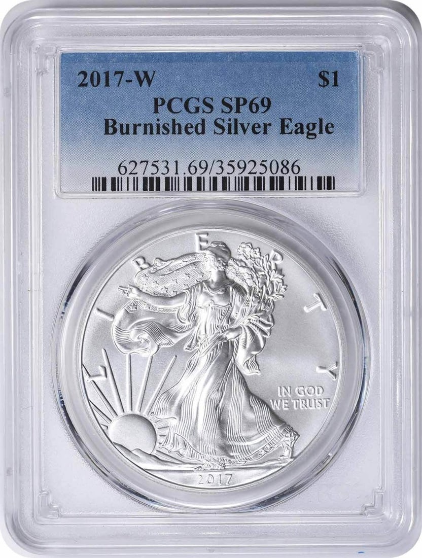 PCGS 2017-W $1 American Silver Eagle Burnished SP69 (1 of 2)