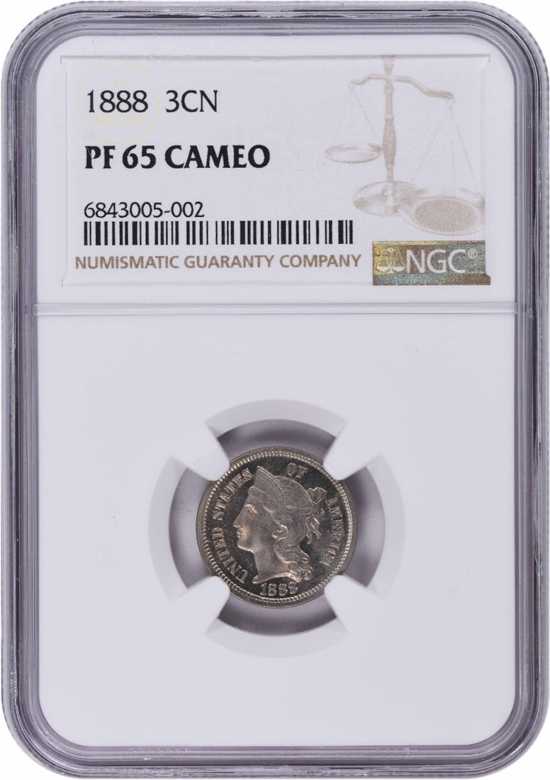 NGC 1888 Three Cent Nickel PR65CAM: NGC 1888 Three Cent Nickel PR65CAM This listing features NGC 1888 Three Cent Nickel PR65CAM. Item specifics are provided below. Item Specifics: Country Of Origin: United States Certification: NGC Circ