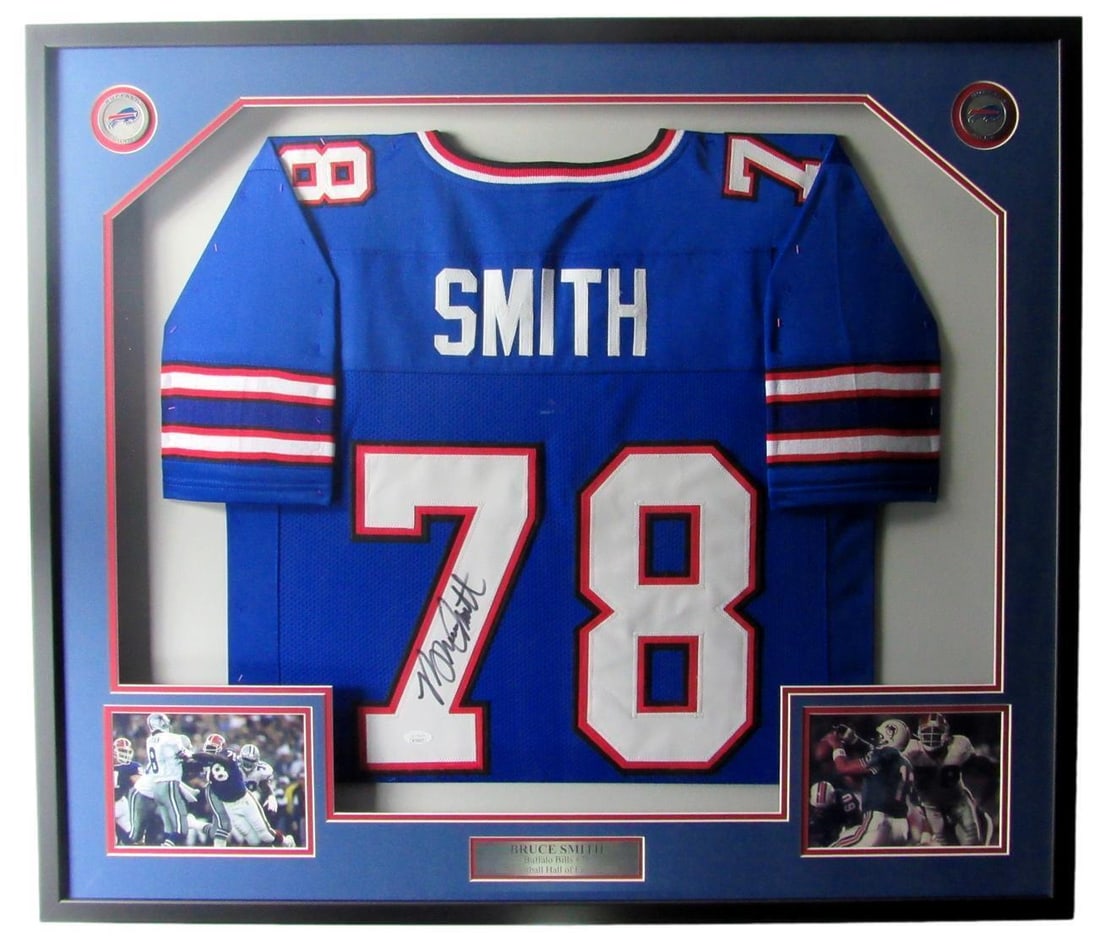 159374 Bruce Smith Signed/ Auto Buffalo Bills Custom Football Jersey Framed JSA (1 of 5)