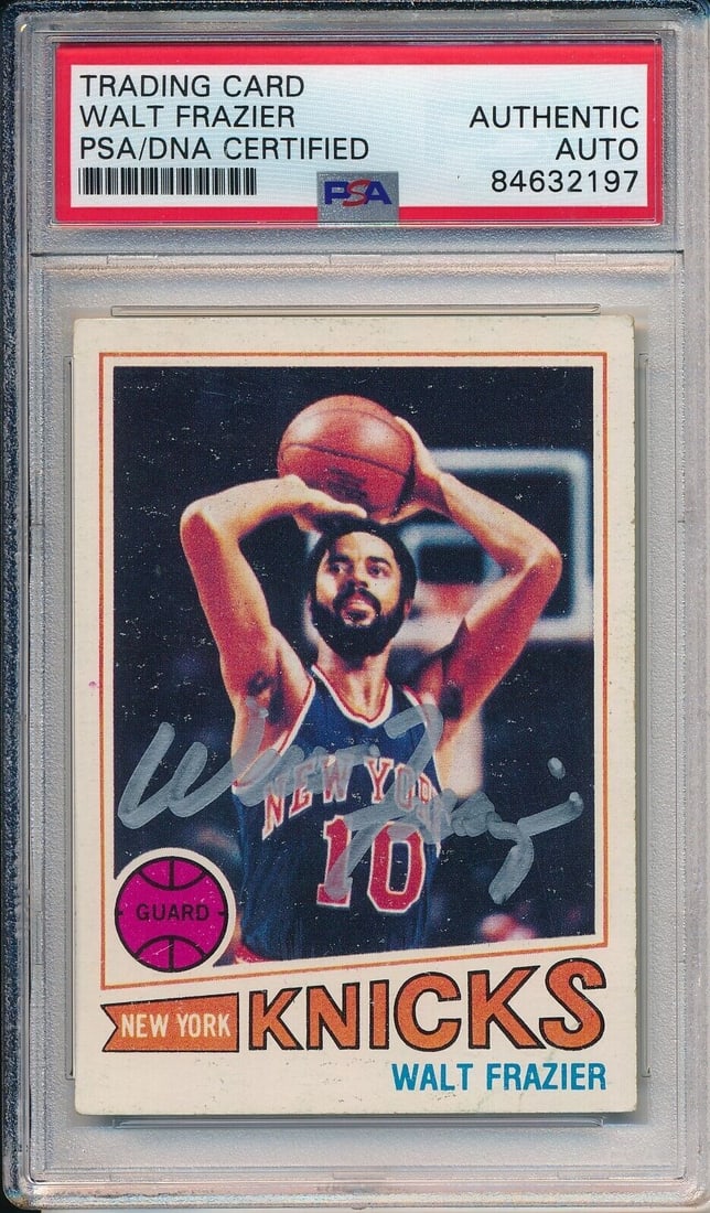 DNA 1977-78 Topps Walt Frazier HOF #129 Card Signed Knicks PSA/ (1 of 2)