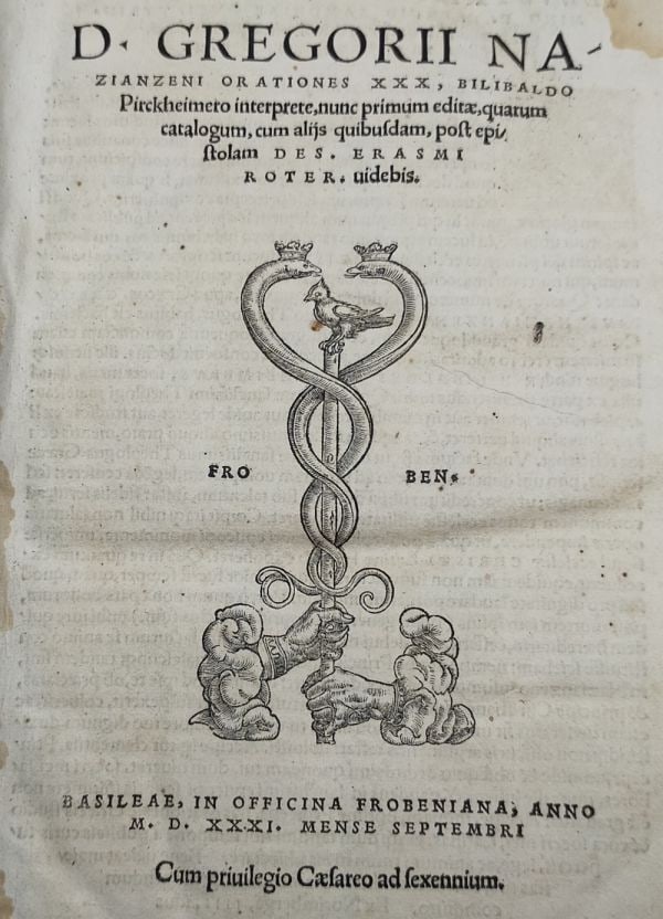 Vellum 1531-1534 Froben Gregorius Nazianzen Orationes & Irenaeus Erasmus Editio: Vellum 1531-1534 Froben Gregorius Nazianzen Orationes & Irenaeus Erasmus Editio This listing features Vellum 1531-1534 Froben Gregorius Nazianzen Orationes & Irenaeus Erasmus Editio. Item specifics