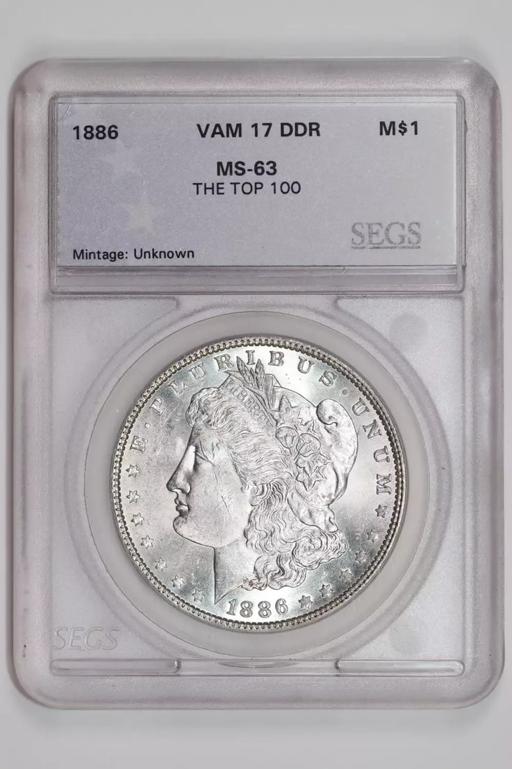 UNC+ 1886 VAM-17 DOUBLED DIE REVERSE TOP 100 MORGAN DOLLAR CHOICE: UNC+ 1886 VAM-17 DOUBLED DIE REVERSE TOP 100 MORGAN DOLLAR CHOICE This listing features UNC+ 1886 VAM-17 DOUBLED DIE REVERSE TOP 100 MORGAN DOLLAR CHOICE. Item specifics are provided below. Item Speci