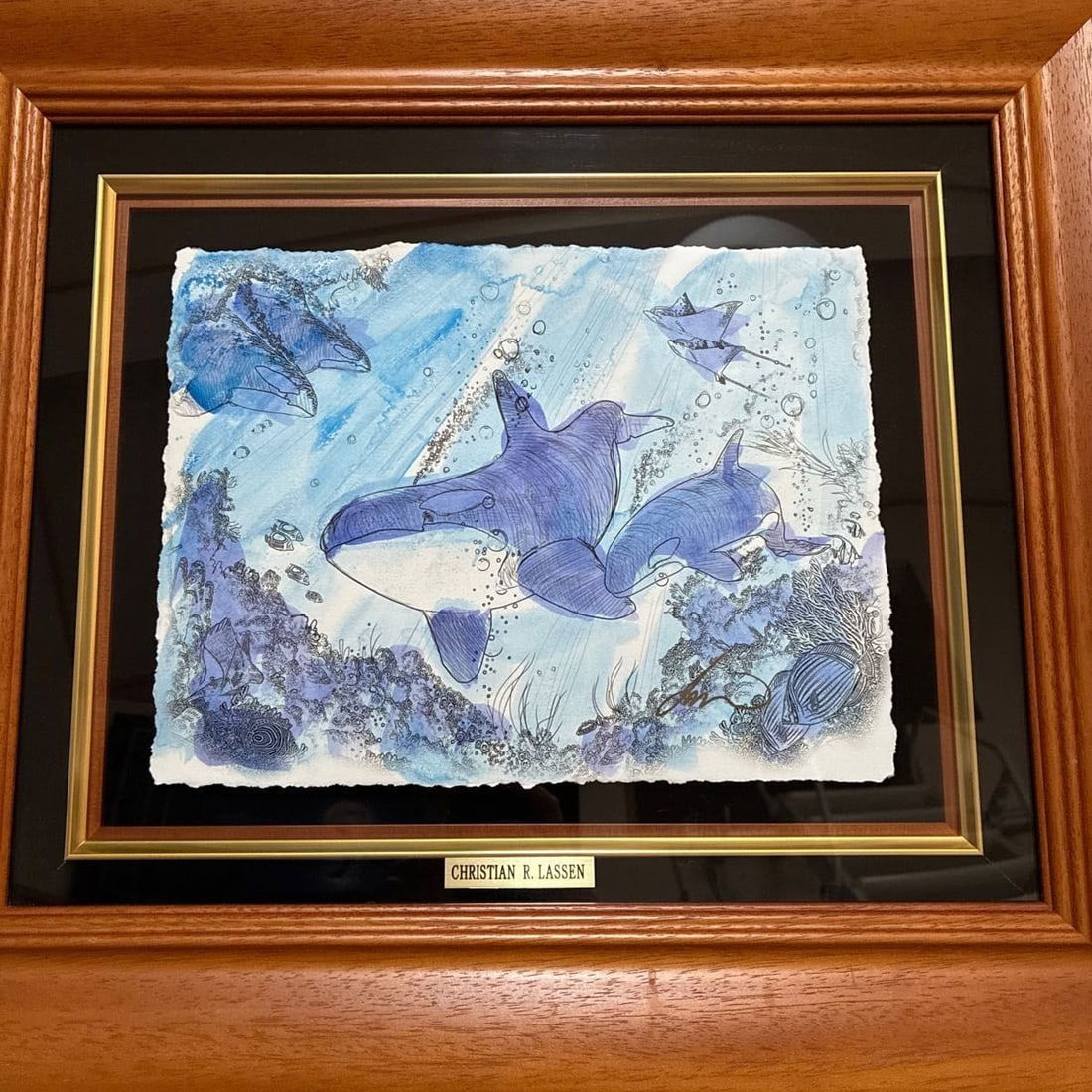 COA Christian R. Lassen Original Sketch Orcas Signed Mixed Media Framed: COA Christian R. Lassen Original Sketch Orcas Signed Mixed Media Framed This listing features COA Christian R. Lassen Original Sketch Orcas Signed Mixed Media Framed. Item specifics are provided