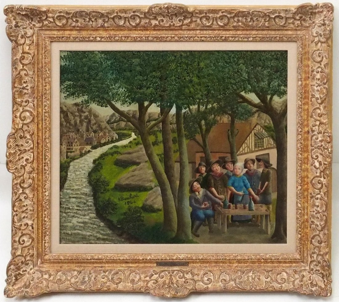 Signed - Andr Bauchant Repose 1944 Original Oil on Panel - French Naive Art (1 of 7)