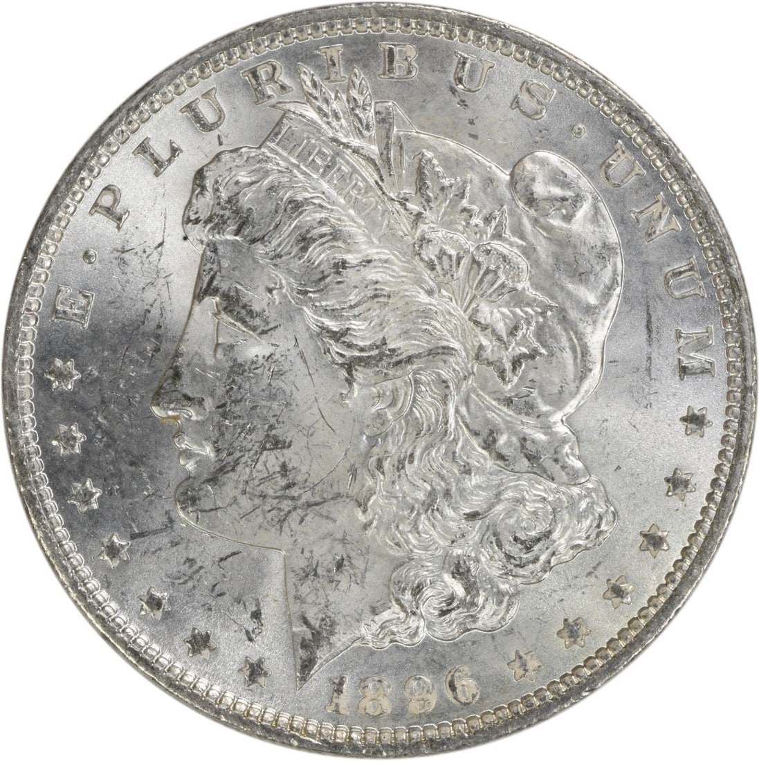 Uncertified 1896 Morgan Silver Dollar BU: Uncertified 1896 Morgan Silver Dollar BU This listing features Uncertified 1896 Morgan Silver Dollar BU. Item specifics are provided below. Item Specifics: Country Of Origin: United States Certificati