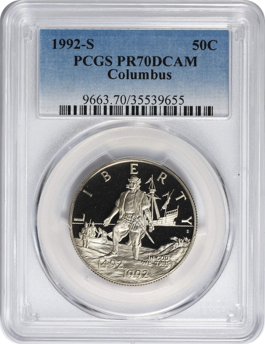 PCGS 1992-S Columbus Commemorative Half Dollar PR70DCAM (1 of 2)