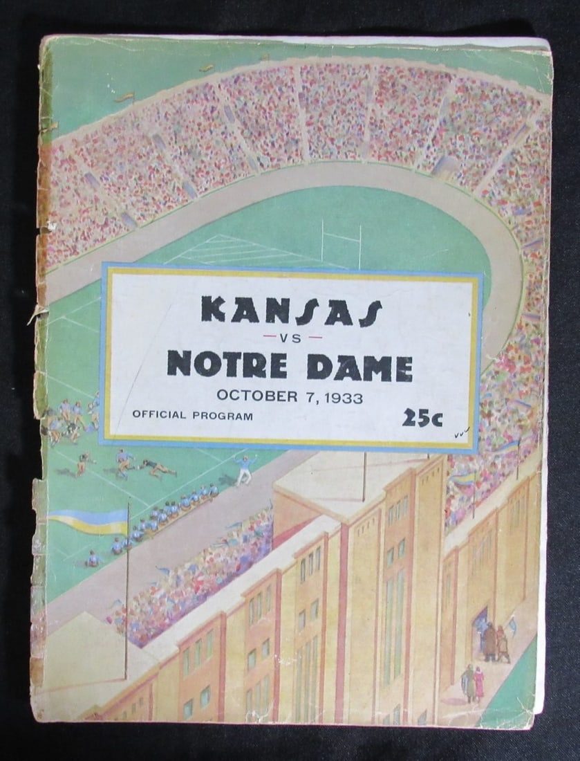 185835 10/ 7/ 1933 Kansas vs. Notre Dame College Program: 185835 10/ 7/ 1933 Kansas vs. Notre Dame College Program This listing features 185835 10/ 7/ 1933 Kansas vs. Notre Dame College Program. Item specifics are provided below. Item Specifics: