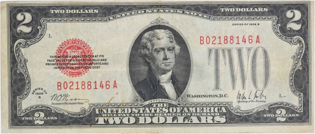 Uncertified 1928B $2 Legal Tender FR1503 EF (1 of 2)