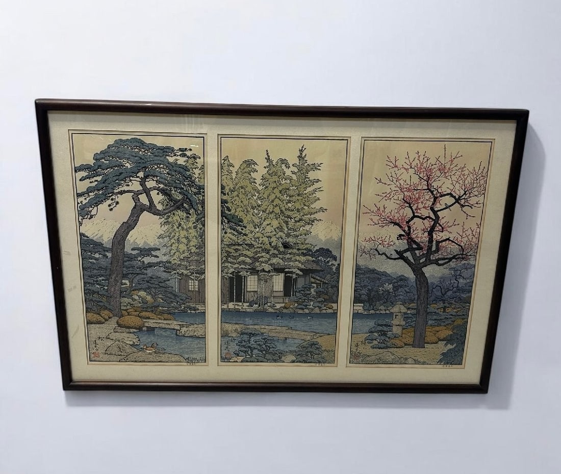 Authentic Toshi Yoshida The Friendly Garden Woodblock Set Of 3 Signed Framed: Authentic Toshi Yoshida The Friendly Garden Woodblock Set Of 3 Signed Framed This listing features Authentic Toshi Yoshida The Friendly Garden Woodblock Set Of 3 Signed Framed. Item specifics are prov