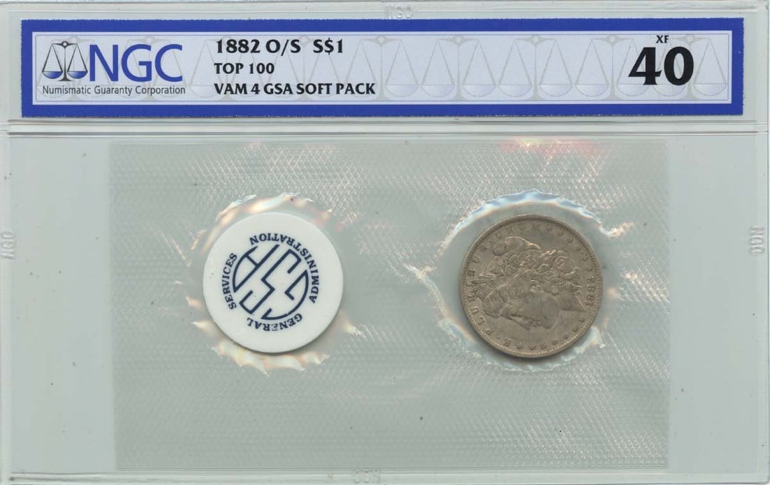 XF40 1882-O O/ S TOP-100 Morgan Dollar VAM-4 GSA SOFT PACK S$1 NGC: XF40 1882-O O/ S TOP-100 Morgan Dollar VAM-4 GSA SOFT PACK S$1 NGC This listing features XF40 1882-O O/ S TOP-100 Morgan Dollar VAM-4 GSA SOFT PACK S$1 NGC. Item specifics are provided below. Item Spe