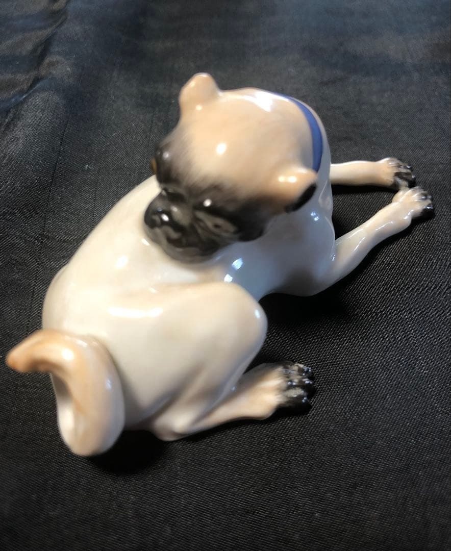 Rare Antique Meissen Pug Dog Figurine 843cm engraved Germany Collectible (1 of 8)