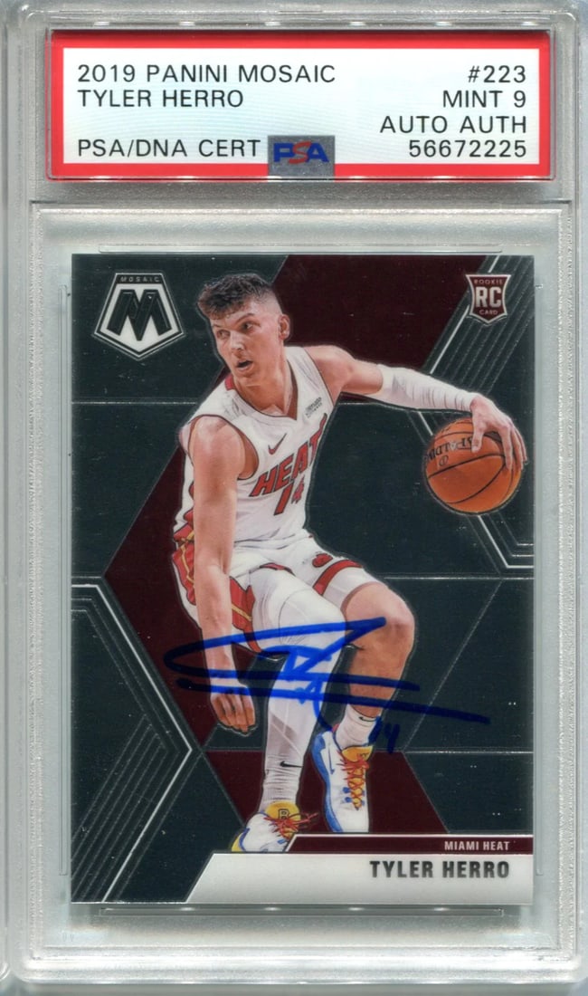 Card Tyler Herro 2019 Panini Mosaic #223 PSA Mint 9/ Auto Authentic (1 of 2)
