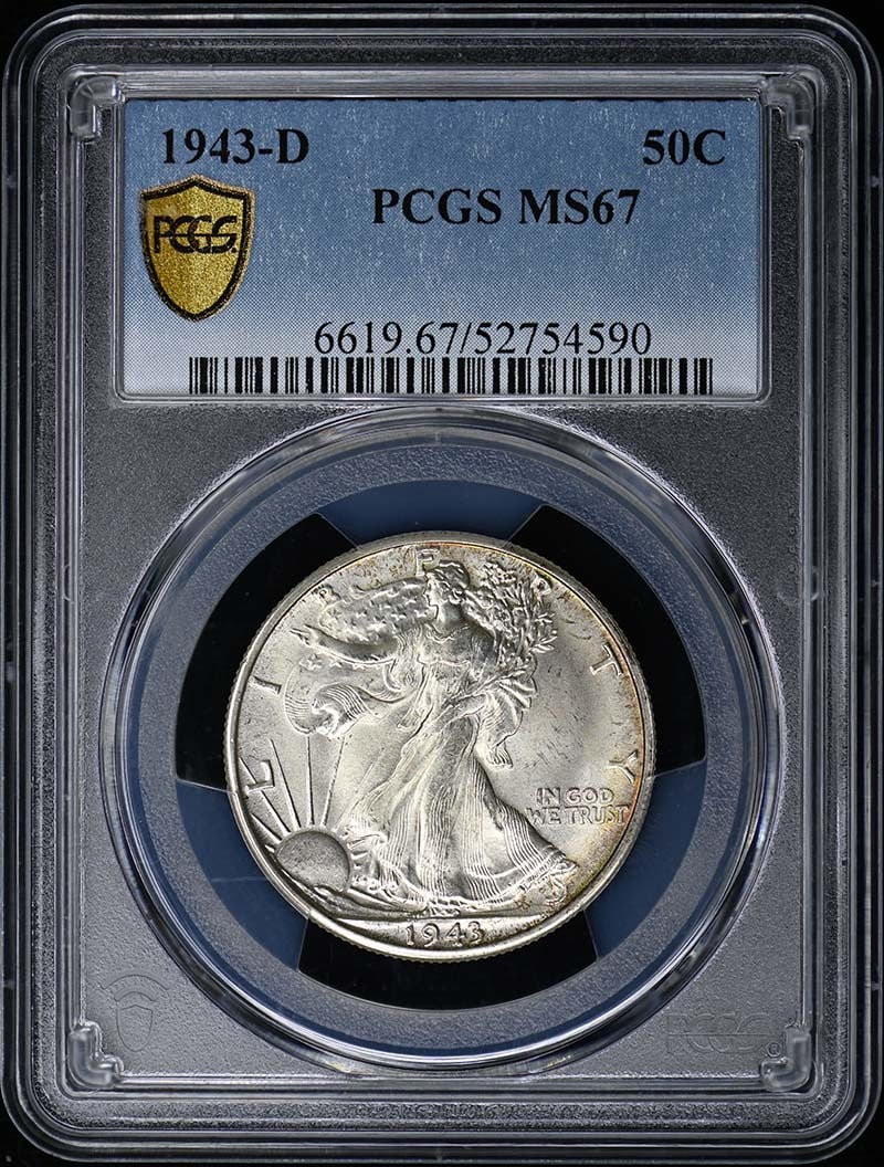 MS67 1943-D 50C Walking Liberty Half Dollar PCGS (1 of 2)