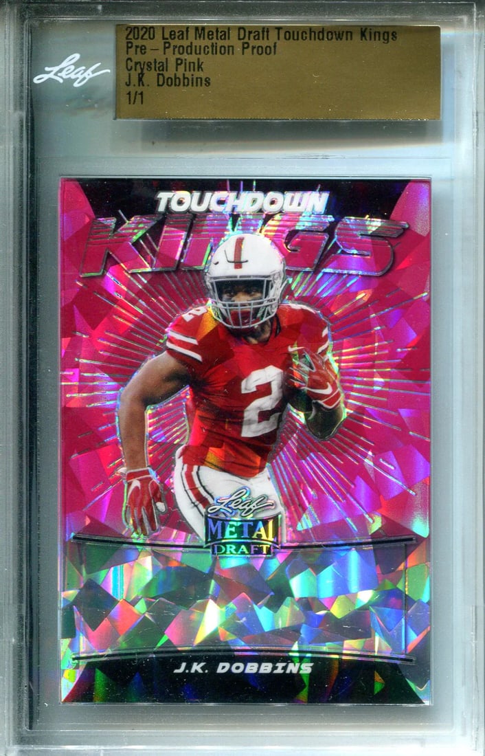 1 J.K. Dobbins 2020 Leaf Metal Draft Crystal Pink Production Proof 1/ (1 of 1)