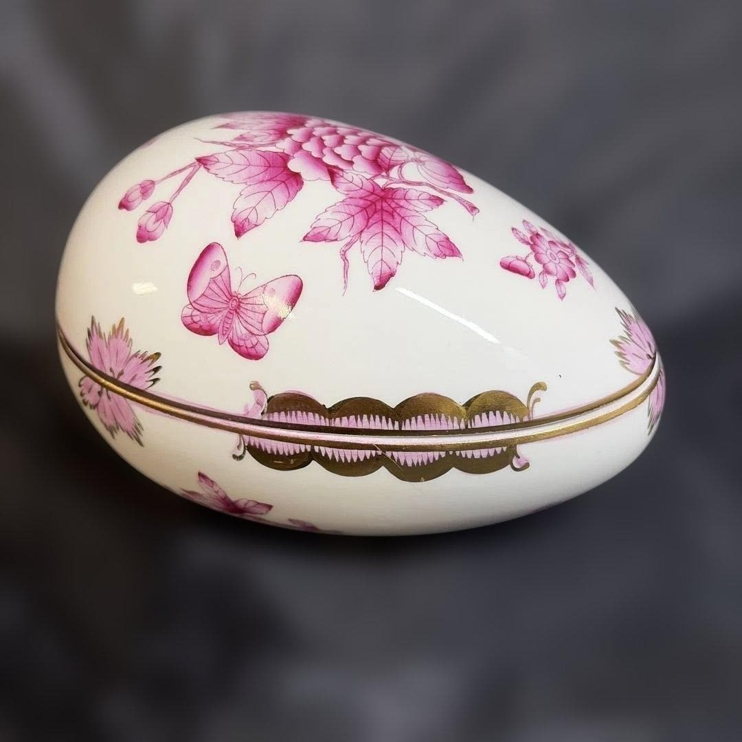 Hungary Herend Chinese Bouquet Bonbonniere Purple Egg Shaped Handpainted (1 of 12)