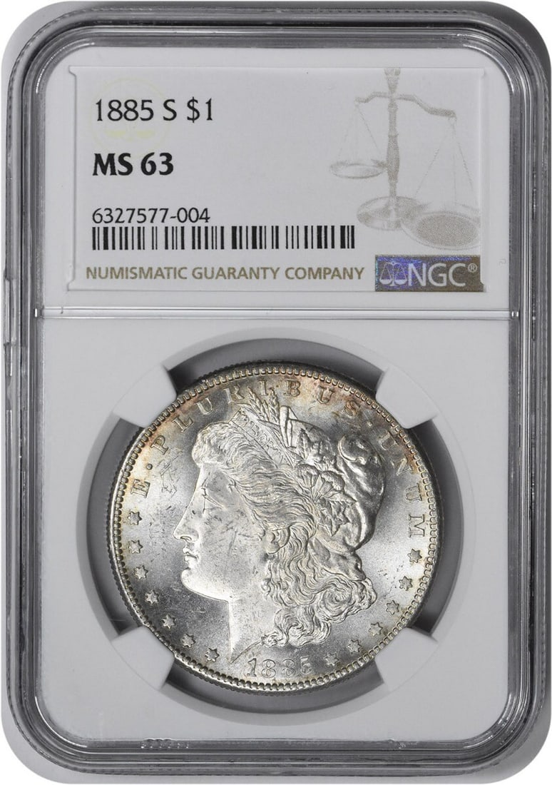 NGC 1885-S Morgan Silver Dollar MS63 (1 of 2)