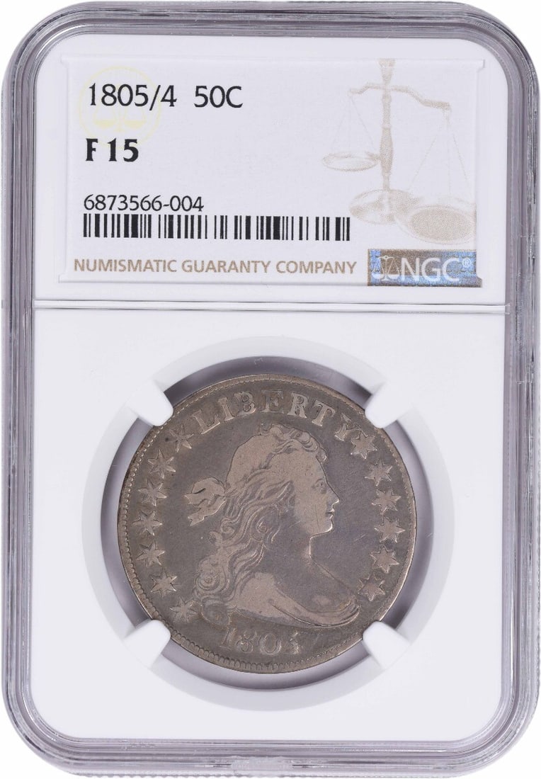 NGC 1805/ 4 Bust Silver Half Dollar F15 (1 of 3)