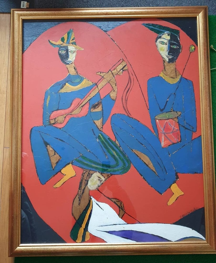 Figure Gregory Fink Large Oil Painting 100x80cm Modern Brazilian Art Musicians/: Figure Gregory Fink Large Oil Painting 100x80cm Modern Brazilian Art Musicians/ This listing features Figure Gregory Fink Large Oil Painting 100x80cm Modern Brazilian Art Musicians/. Item specifics ar