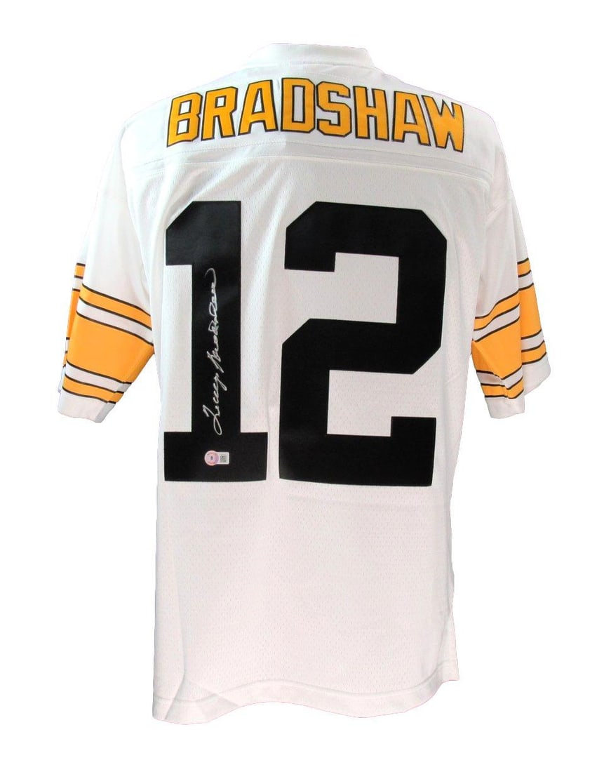 170740 Terry Bradshaw Autographed Mitchell&Ness Football Jersey Steelers Beckett (1 of 6)