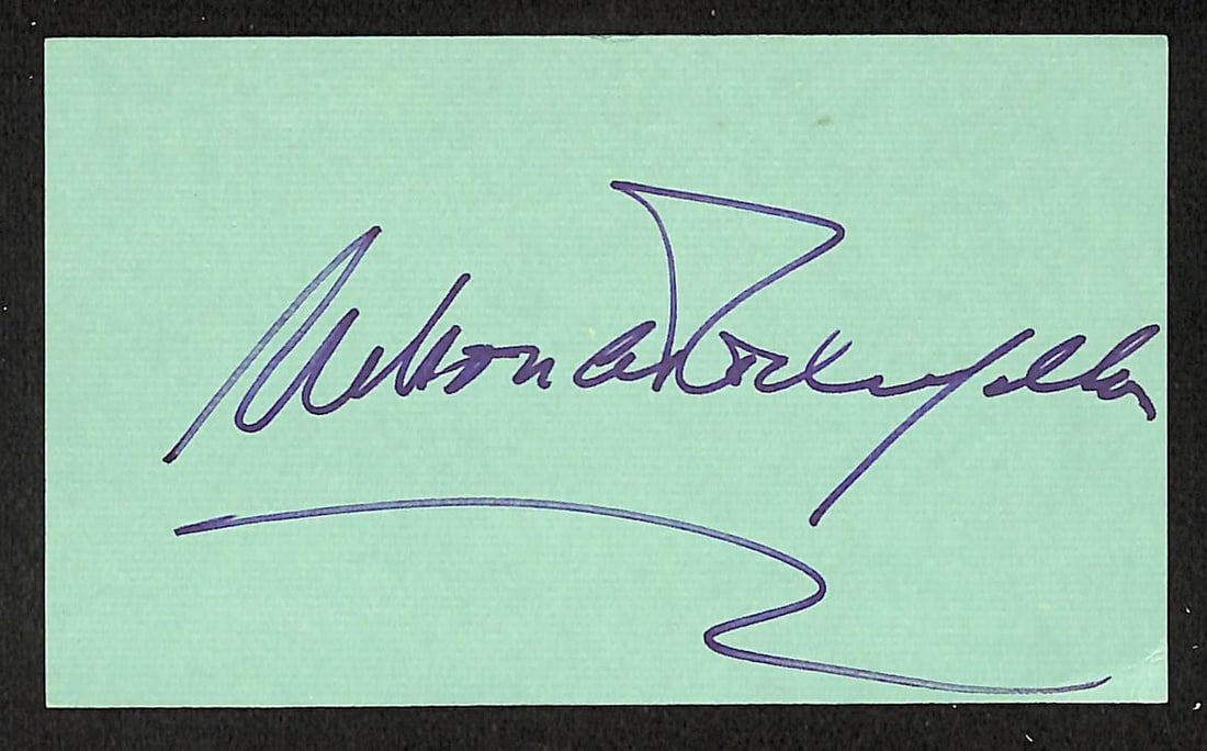 BA205581 Nelson Rockefeller Signed/ Autographed 3x5 Index Card Vice President JSA (1 of 2)