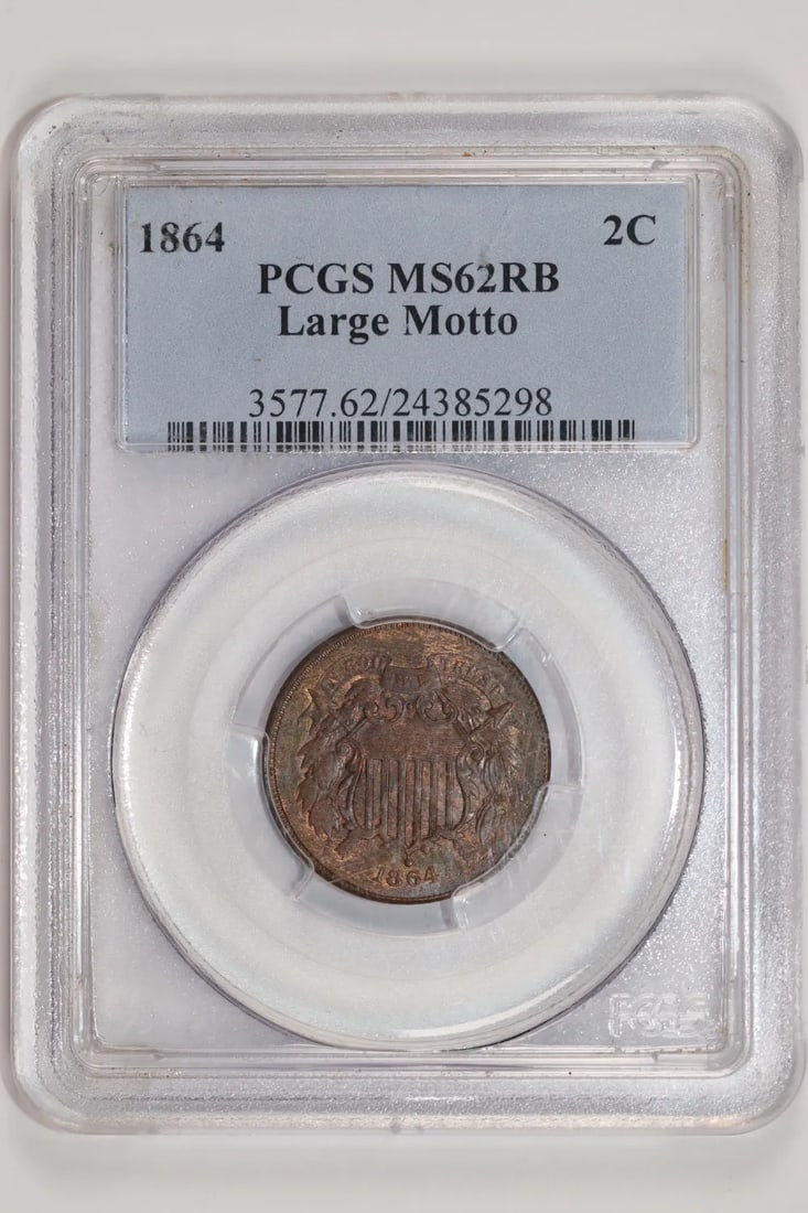 RB 1864 LARGE MOTTO TWO CENT PIECE PCGS MS62 (1 of 2)