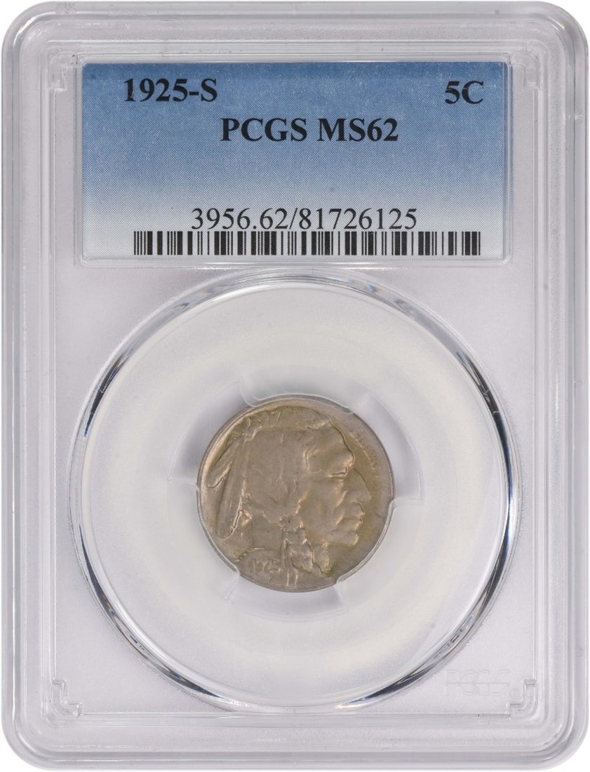 PCGS 1925-S Buffalo Nickel MS62 (1 of 3)