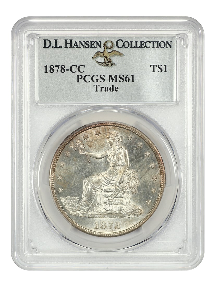 Hansen 1878-CC Trade $1 PCGS MS61 ex: D.L.: Hansen 1878-CC Trade $1 PCGS MS61 ex: D.L. This listing features Hansen 1878-CC Trade $1 PCGS MS61 ex: D.L.. Item specifics are provided below. Item Specifics: Certification: PCGS Certification Number