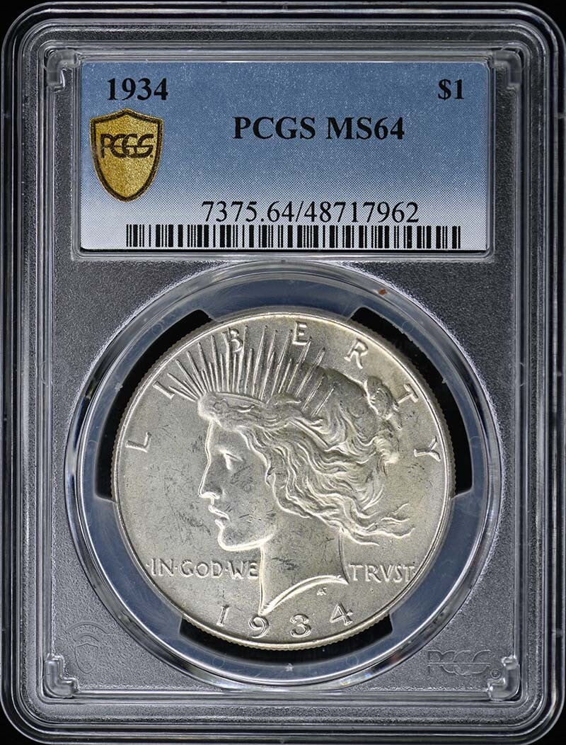 MS64 1934 $1 Peace Dollar PCGS (1 of 5)