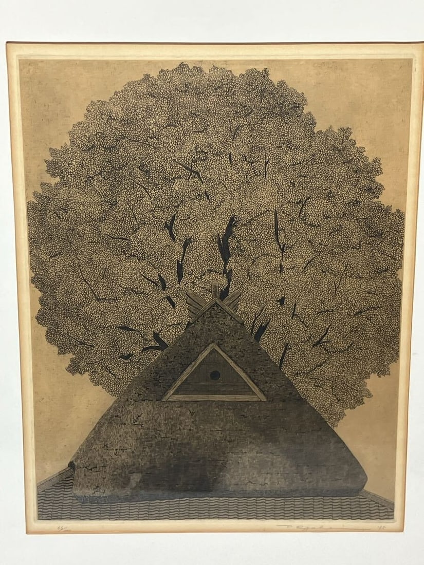 100 Ryohei Tanaka Tree House Etching 1965 Hand-Signed 66/ (1 of 9)