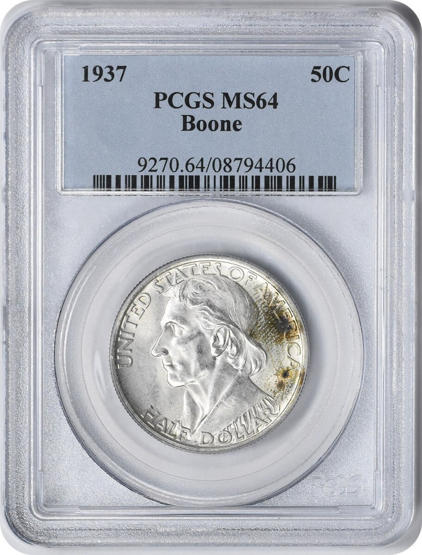 PCGS Boone Commemorative Silver Half Dollar 1937 MS64 (1 of 2)