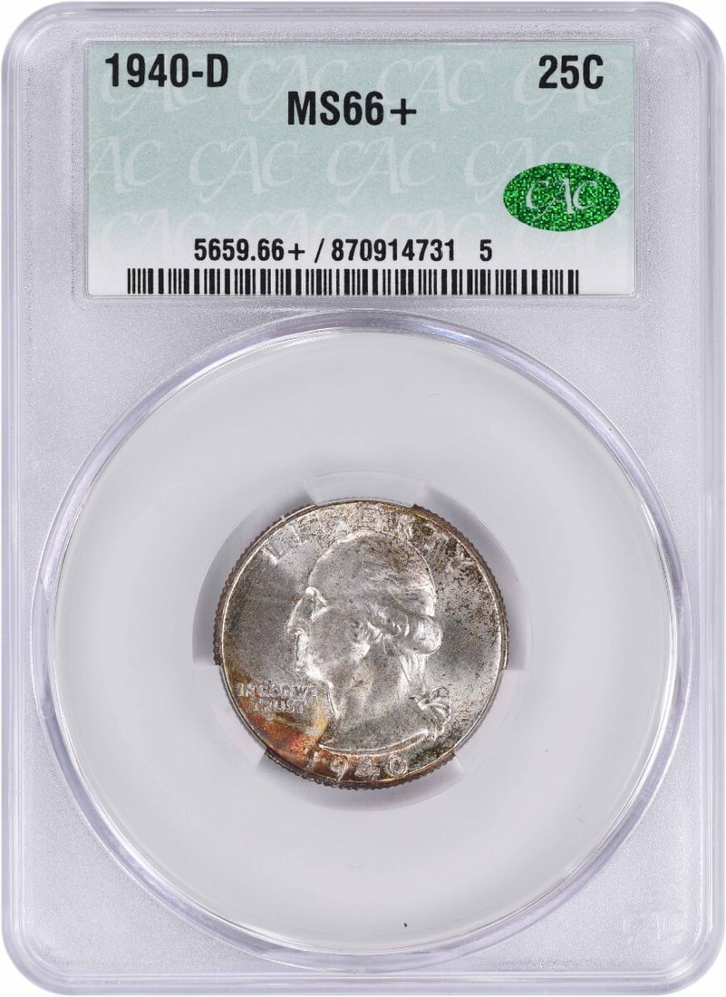 CACG 1940-D Washington Silver Quarter MS66+ (1 of 3)