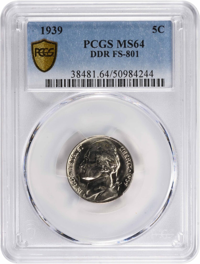 PCGS 1939 Jefferson Nickel DDR FS-801 MS64 (1 of 3)