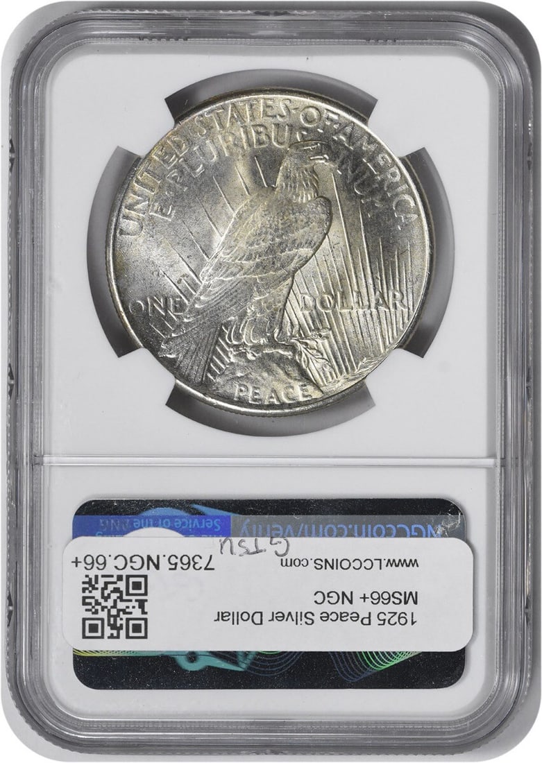 NGC 1925 Peace Silver Dollar MS66+ - 2