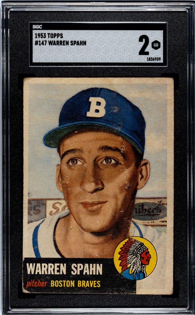 2 Warren Spahn 1953 Topps Card #147 SGC (1 of 2)