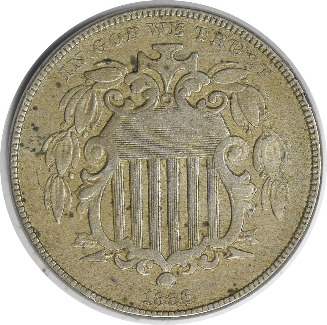 Uncertified 1866 Shield Nickel Rays VF (1 of 2)