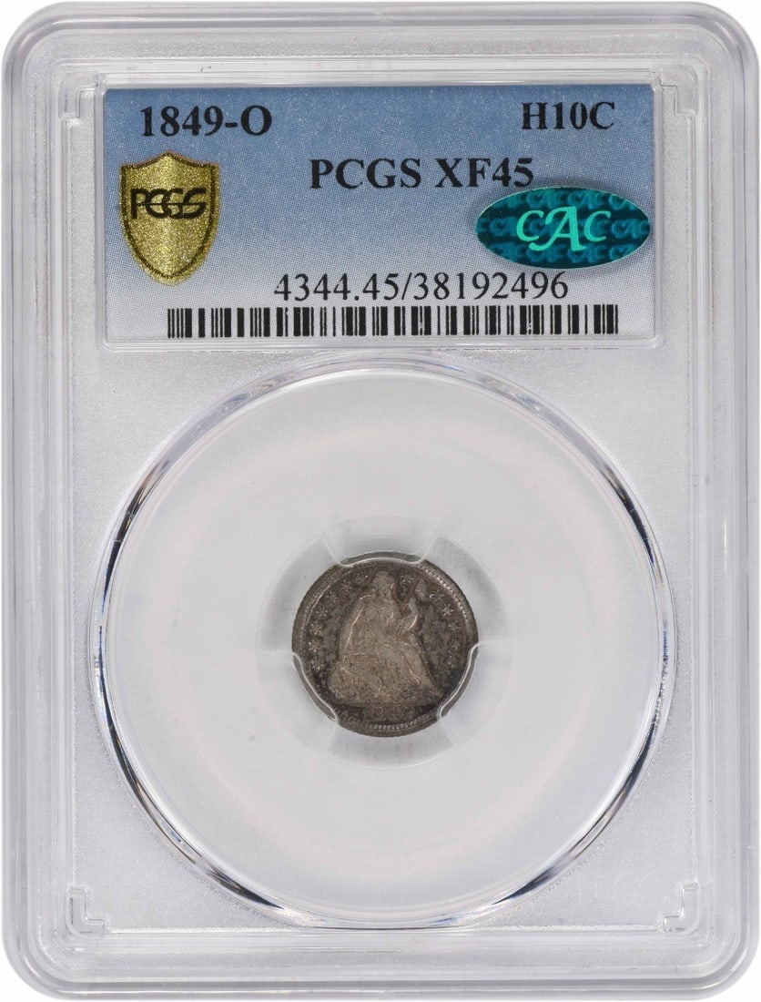 (CAC) 1849-O Liberty Seated Silver Half Dime EF45 PCGS: (CAC) 1849-O Liberty Seated Silver Half Dime EF45 PCGS This listing features (CAC) 1849-O Liberty Seated Silver Half Dime EF45 PCGS. Item specifics are provided below. Item Specifics: Certification: